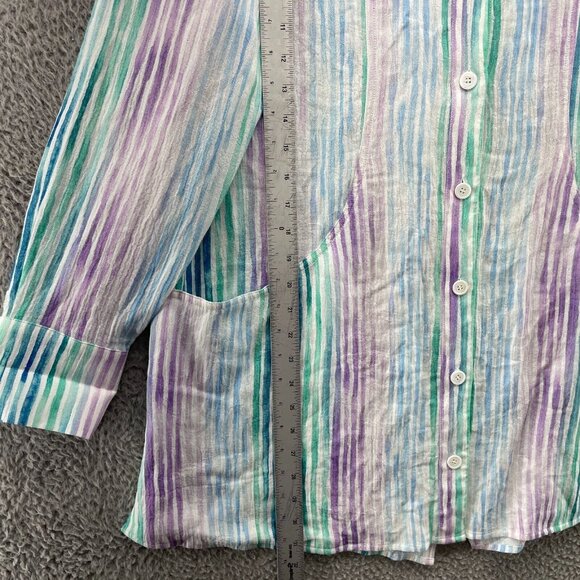 Soft Surroundings Senna Pastel Stripes Gauze Button Down Shirt Tunic Pockets XL - Picture 5 of 15